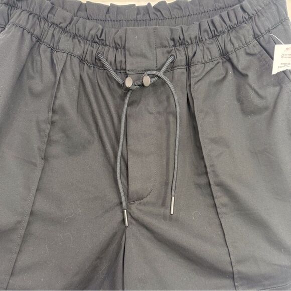 GAP Black Elastic Ruffle Waist Wide Leg High Waisted Cotton Shorts NEW - Picture 9 of 16